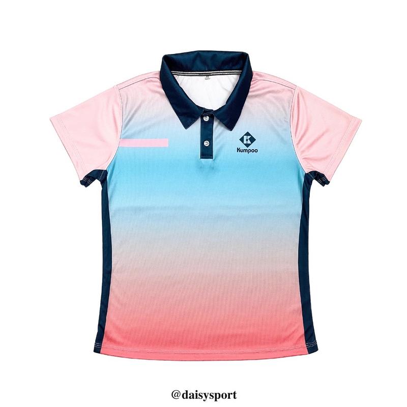 [Form Nữ ôm] Áo cầu lông, áo polo Kumpoo ombre xanh hồng pastel