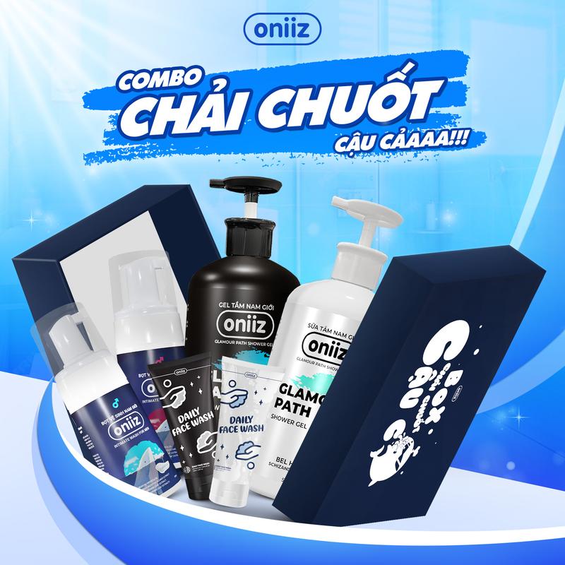 Combo Box Chải Chuốt Oniiz - Sữa tắm hương nước hoa cao cấp 500ml, Bọt vệ sinh nam giới 100ml và Sữa rửa mặt Daily Face Wash 100ml