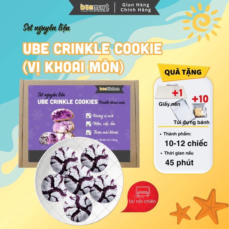 Combo SNL cookies Crinkle Ube - Crinkle vị Khoai môn - Thành phẩm 12 bánh - Độc quyền Beemart | set nguyen lieu cookies cinkles Food Ăn Vặt Bánh Quy cookie oreos