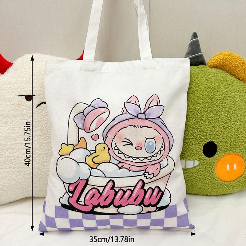 Product Introduction of Canvas Bag For Labubu Student Tutoring Carrying Bag Capacity Book Bag Shoulder Bag Ins Cute 0