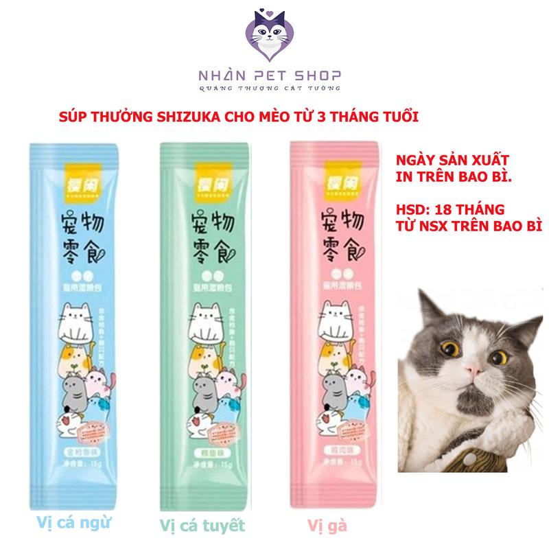 Combo 100 thanh - 200 thanh Súp thưởng Shizuka cho mèo từ 3 tháng tuổi - Nhàn Pet Shop