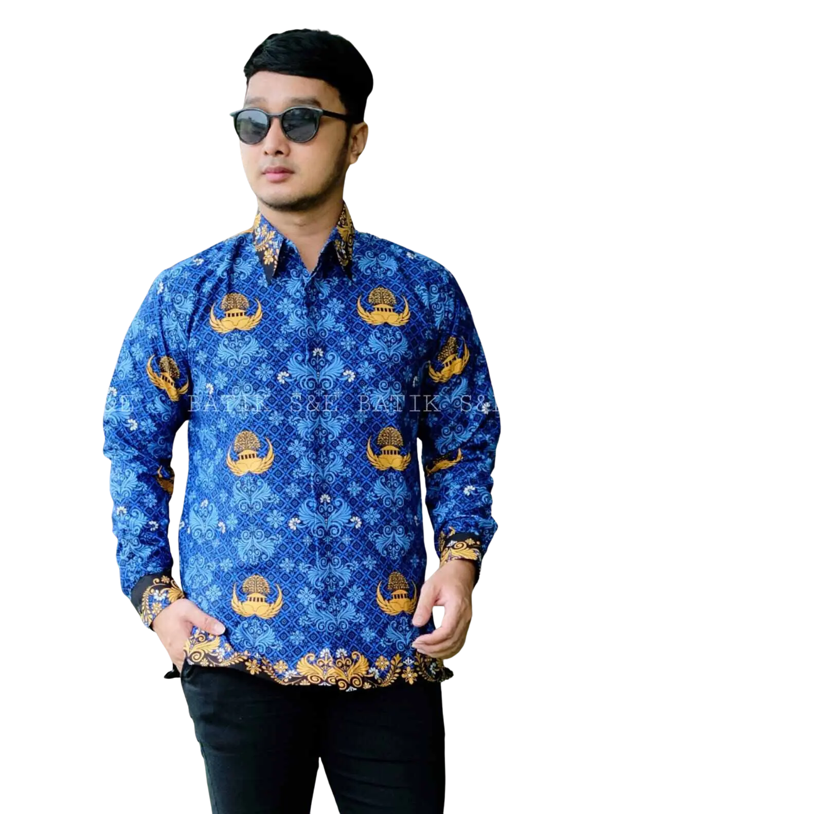 Baju Batik Korpri Wanita 2023 Terbaru Seragam Korpri Pria Cewek Katun M-XXL Kerah Hitam Full Lapis Furing Erlangga Group