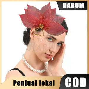 Jepit Rambut Bunga Besar Jaring Aksesoris Tari Chinese Hiasan Kepala Tari Tradisional untuk Pertunjukan Panggung Anak Dewasa
