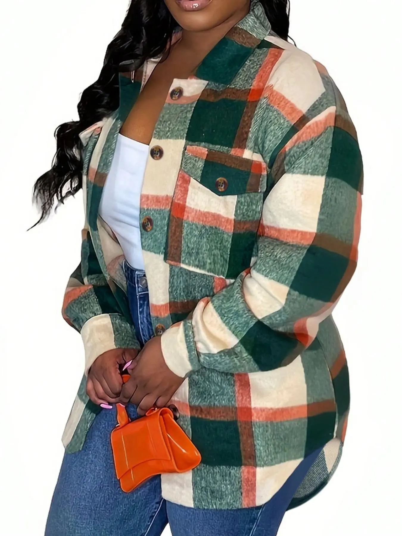 Women's Plaid Print Button Front Shirt, Casual Long Sleeve Flap Pocket Top for Daily Wear, Ladies Clothes for All Seasons, Clothing