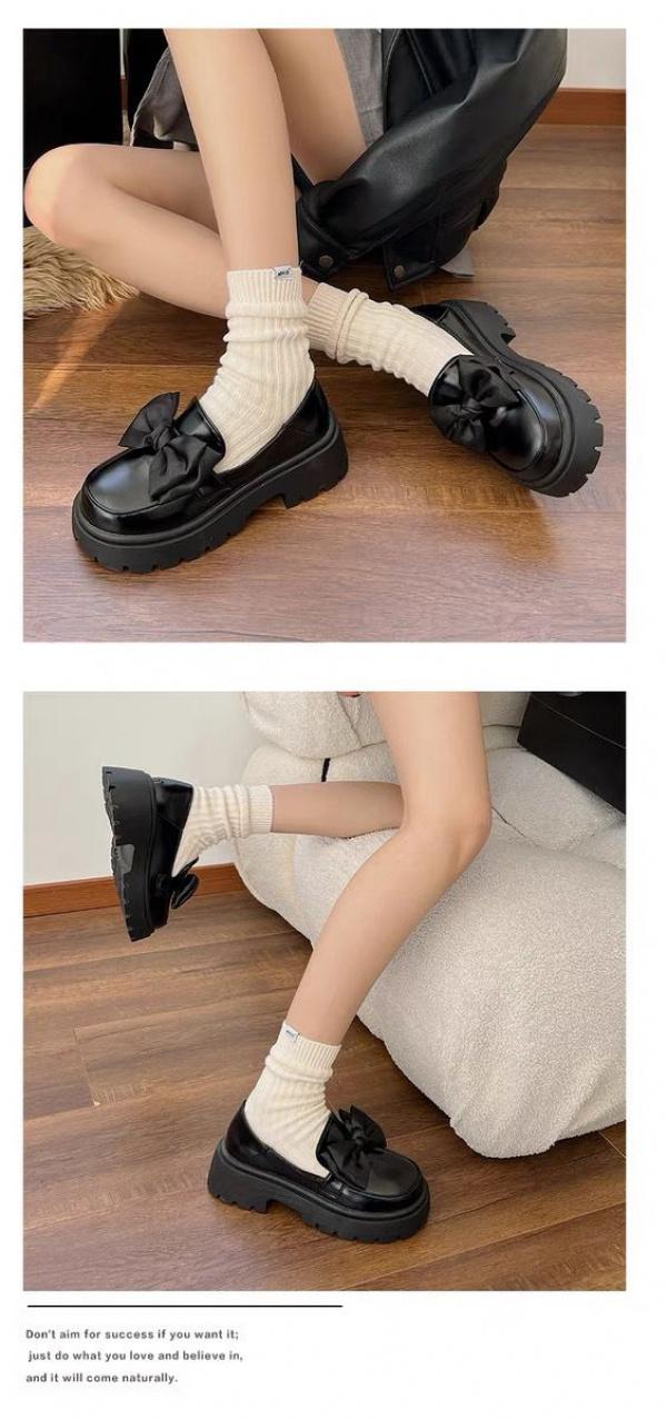 Product Introduction of Giày Da Cho Nữ, Phong Cách Anh Quốc, Bộ Sưu Tập Mùa Lò Xo 2024, Thiết Kế Mới Với Nơ Và Mũi Tròn, Đế Dày, Giày Lười Kiểu Pháp, Thời Trang 10