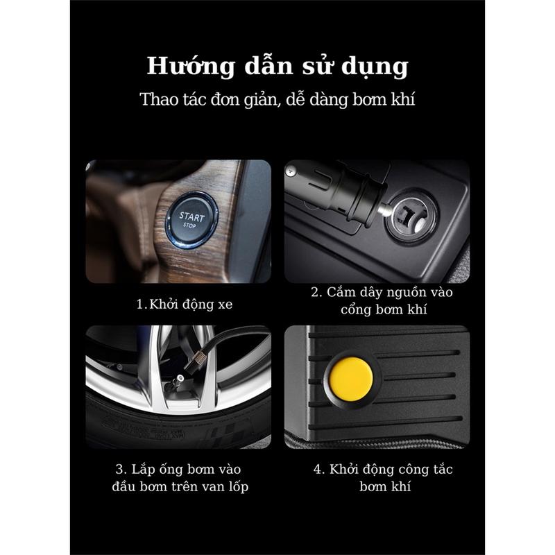 Máy Bơm lốp xe ô tô mini cao cấp bơm siêu mạnh 2