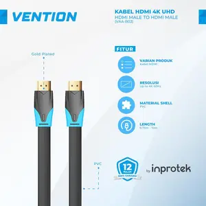 Ariyanto5 Vention Kabel HDMI 2.0 Flat Male to Male 4K for TV Projector - B02, 0.75 Meter