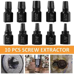 10pcs Screw Extractor Set Pembuka Baut Dol Hexagon Alat Pembuka Baut Rusak Patah Multifungsi Pembuka Baut Dol / Pembuka Baut Rusak / Patah Manual dengan Gagang Tap Tangan - BOLT EXTRACTOR