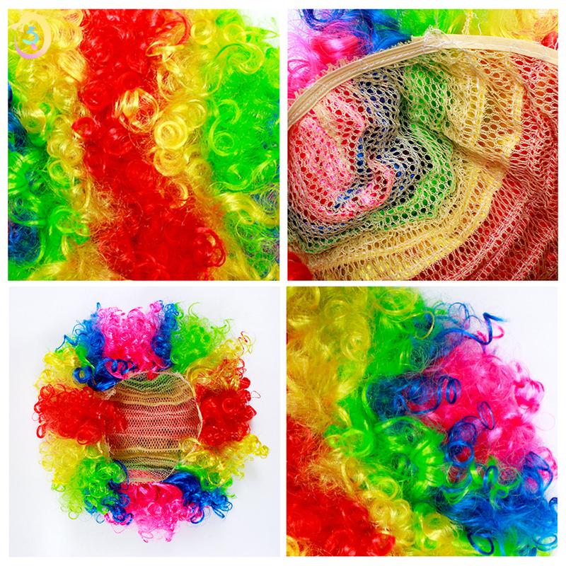 Tóc Giả Chú Hề Nhiều Màu Xoăn Hoá Trang Halloween Vui Nhộn Wig 2