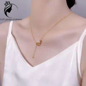 Dilapisi emas 18 karat Kalung dengan jepitan lingkaran ganda baja titanium tahan luntur XL-10-150 Elegan Emas