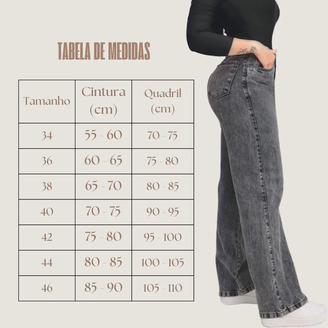 Kit 3 Calça Jeans Wide Leg Pantalona Cintura Alta Jeans