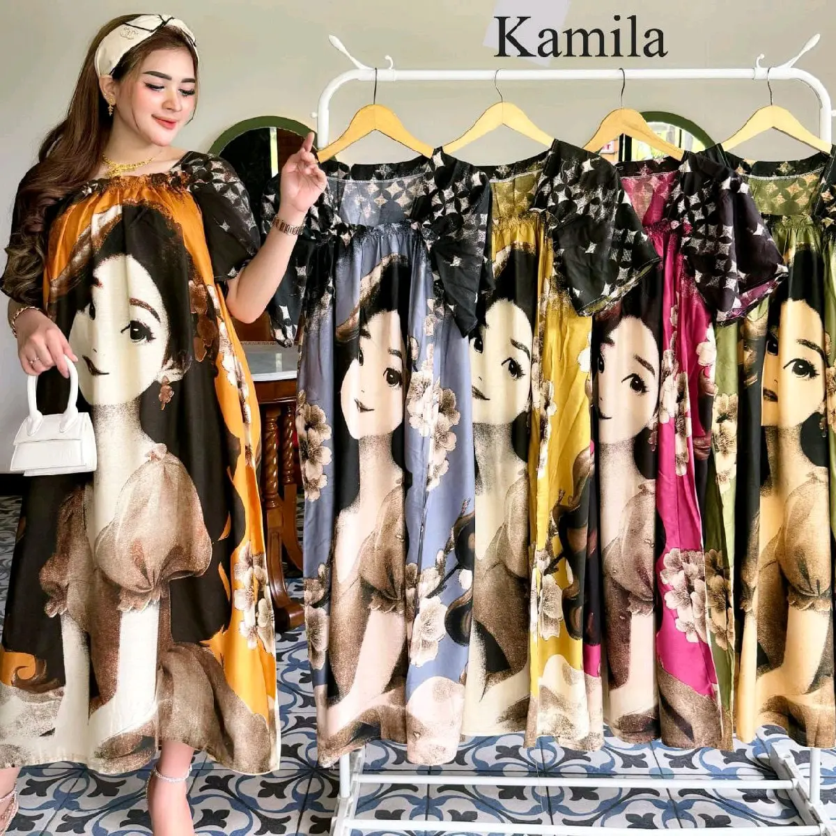 PAKET HEMAT 3 PCS DASTER FUJI JUMBO BUSUI MURAH MOTIF ( KAMILA ) Karet Rayon Bumil Batik Nyaman Tidur