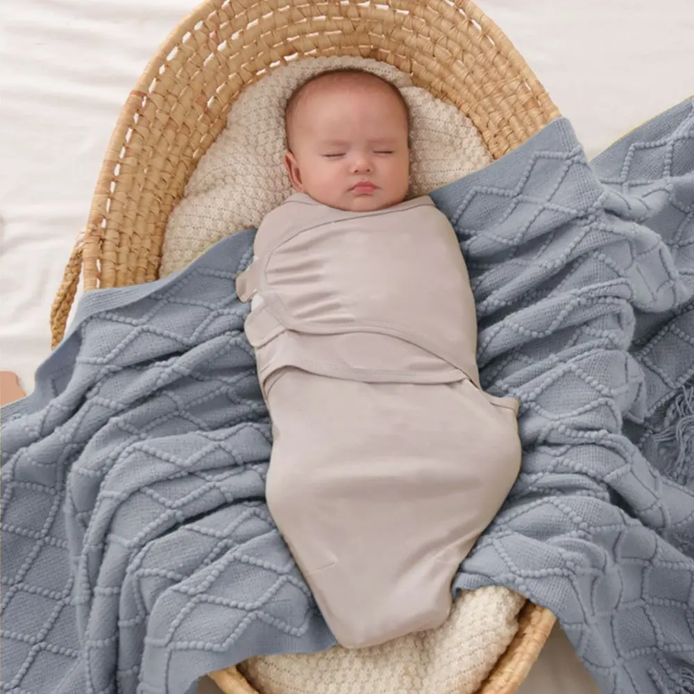 High Quaity Cotton Newborn Baby Swaddle Adjustable Anti-shock Newborn Infant Bags Soft Solid Color Newborn Sleepsacks
