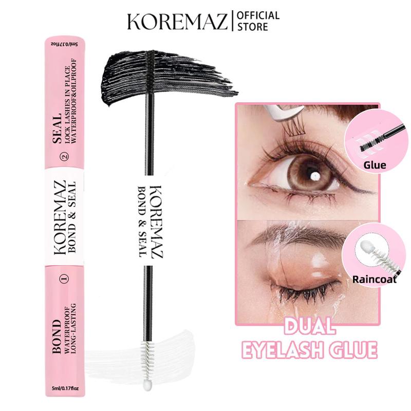 Keo dán lông mi giả, KOREMAZ, với bàn chải hai đầu, Keo tự cấy ghép, Lâu trôi, Khô nhanh, Hai trong một