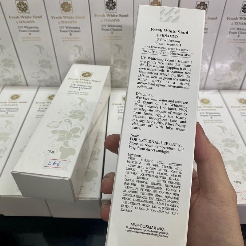 Sữa rửa mặt trắng da Tenamyd Fresh White Sand UV Whitening Foam Cleanser 120g chính hãng 4