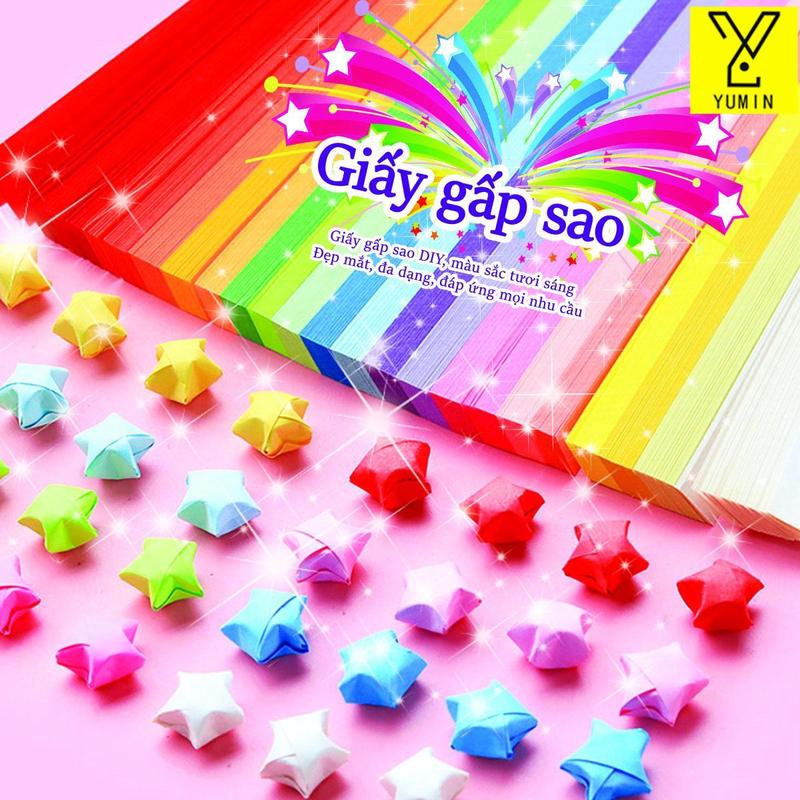  Bộ giấy sao In giấy Origami Ngôi sao may mắn Dải giấy gấp sao dạ quang phát sáng nhiều màu đa dạng mẫu tùy chọn Phim hoạt hình thủ công DIY 