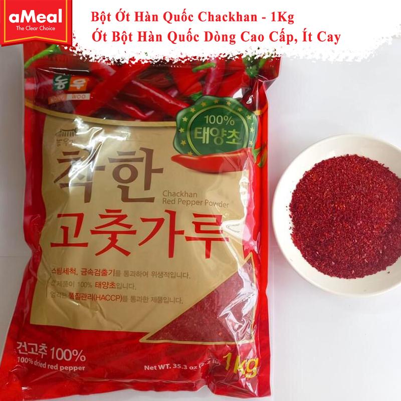 Bột Ớt Hàn Quốc Ớt Bột Hàn Ít Cay Làm Kim Chi Muối Củ Cải Màu Siêu Đẹp Chackhan 1Kg- Ameal Gia Vị