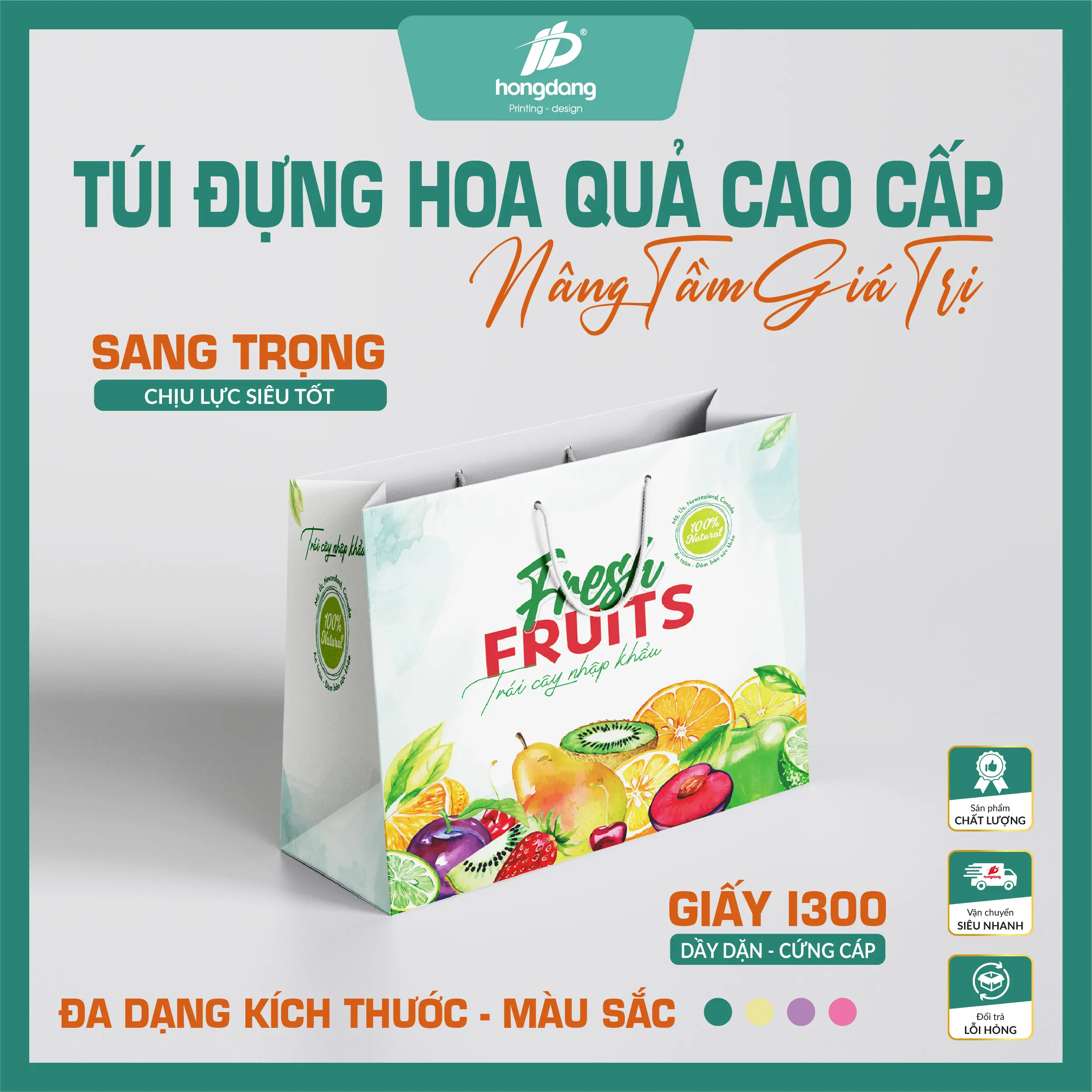 Túi Giấy Đựng Trái Cây Size 3kg 5kg Thiết Kế Sang Trọng Đủ Màu Sắc