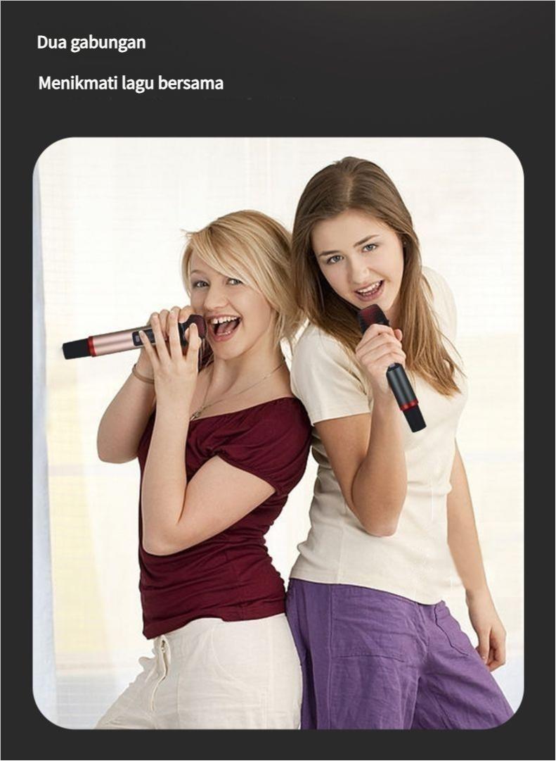 Product Introduction of High-Quality Sound Card, Dual Microphone, Suitable for Home and Car Karaoke, Wireless Microphone, Bluetooth Speaker, Microphone Set, Dual Car and Home Use, Singing and Speaker 4