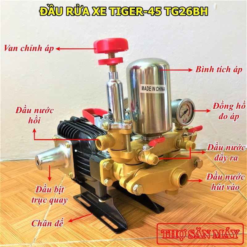 Product Introduction of ĐẦU RỬA XE CAO ÁP THÁI LAN 1HP TIGER 45 TG26BH - MÁY RỬA XE ĐẦU RỜI - BẢO HÀNH 6 THÁNG 7
