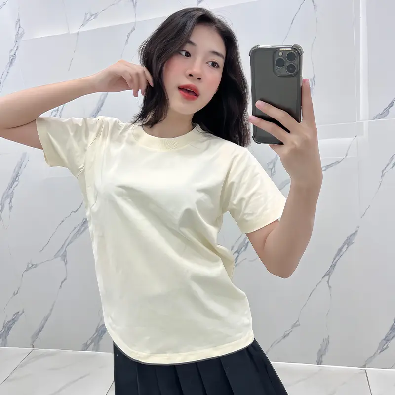 Áo Thun Tay Ngắn 100% Cotton Form Tee Cơ Bản A002 Nữ Top 1