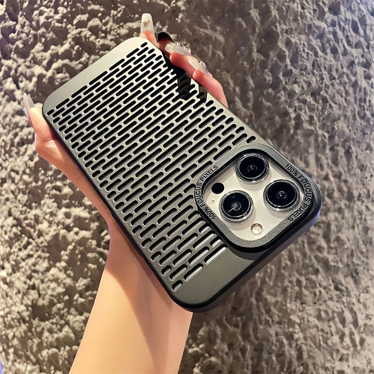 Ốp Điện Thoại, Khung Kim Loại Openwork Sang Trọng, Tản Nhiệt, Tương Thích Với iPhone 15 Pro Max, 11, 12, 13, 14 Pro Max, Chống Trầy Xước Và Chống Rơi, Ốp Bảo Vệ