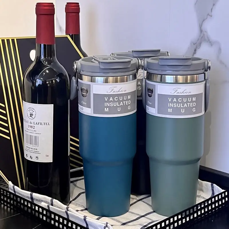 Bình Nước Giữ Nhiệt, Dung Tích 900ml, Bình Giữ Nhiệt Bằng Thép Không Gỉ, Có Tay Cầm, Có Ống Hút, Bình Cách Nhiệt, Thích Hợp Cho Nước, Bình Nước, Bình Nước 2