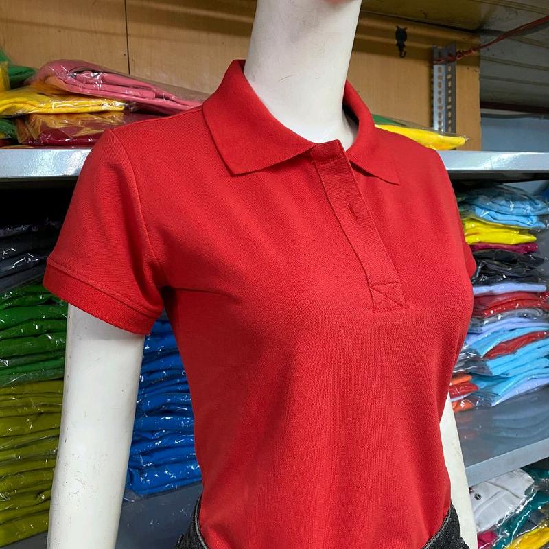 Áo Thun PoLo Nữ Màu Đỏ Tươi Trơn Vải Cá Sấu Loại 1 Women Top Voi Kem Nhung