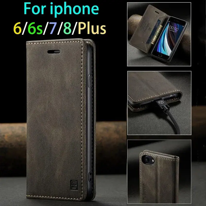 Ốp Cho iPhone 7 8 6 plus, Ví Da Lật Từ Tính Sang Trọng Đa Năng, Ốp Điện Thoại Silicon, Tương Thích Với iPhone 6S 8plus 7 Se, Ốp Điện Thoại Coque