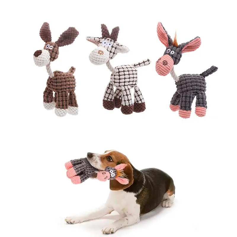 Plush Donkey Shape Pet Dog Toy Bite-Resistant Plush Toy Contains bb Barking