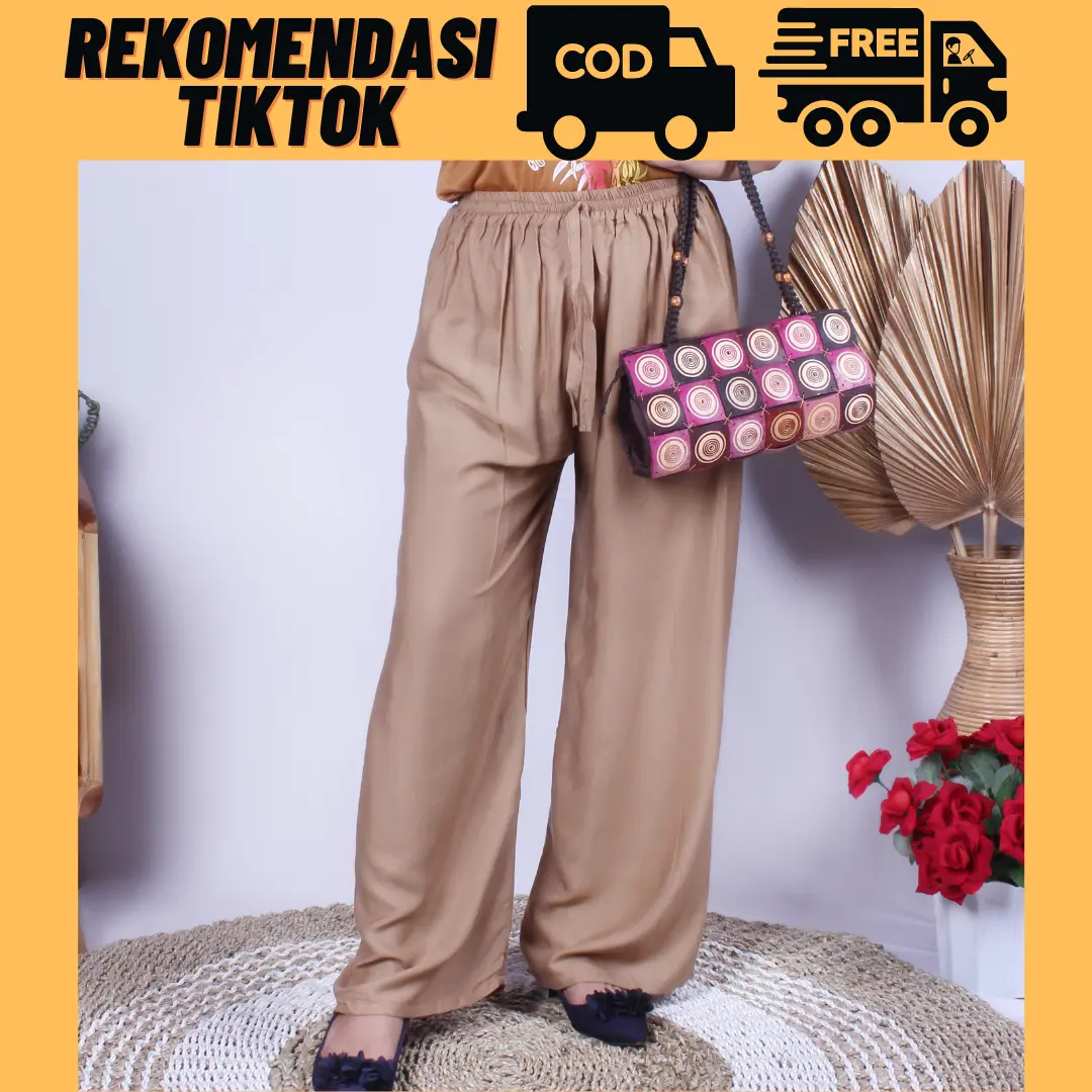 KULOT POLOS LENGKAP UKURAN ALL SIZE - 2XL - 3XL Bahan Rayon karet nyaman celana  panjang  wanita  melar  motif katun dewasa