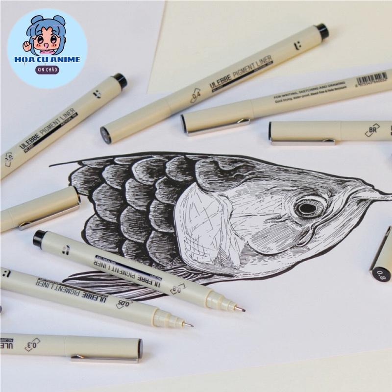 Bút line đi nét ULEBBE kháng cồn , kháng nước cao cấp mực đen - ngòi chuẩn size, mực Pigment không trôi , nhanh khô - viết, vẽ phác thảo và nghệ thuật