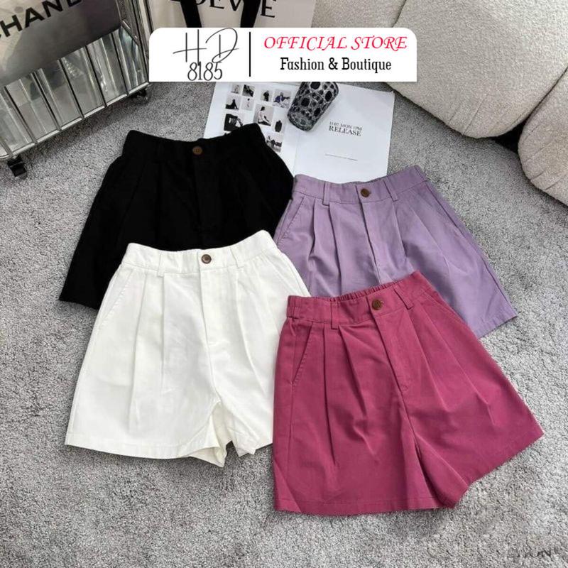 Quần Short Nữ Kaki Cạp Chun Ống Rộng Dáng Rộng Phong Cách Hàn Quốc HD8185 Q4 Women Pants