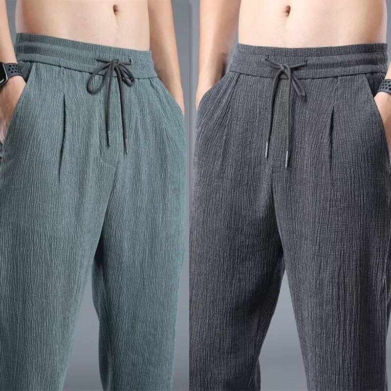 Product Introduction of Men's Pants Summer Ultra-Thin Cotton Linen Linen Loose Men's Ice Silk Leisure Trousers Straight Summer Wear Summer Pants Cropped Menswear Lingerie 5