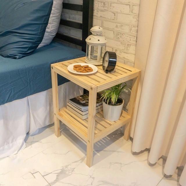 Kệ Tab Đầu Giường 2 Tầng. Gỗ Thông, Kệ decor, tự lắp ráp dễ dàng