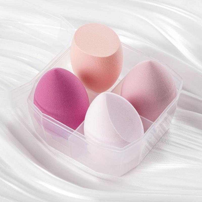 Hộp 4 mút trang điểm tông màu Pastel hình giọt nước xinh xắn mút tán kem nền make up chuyên ngiệp Besgi Beauty Cosmetic 9