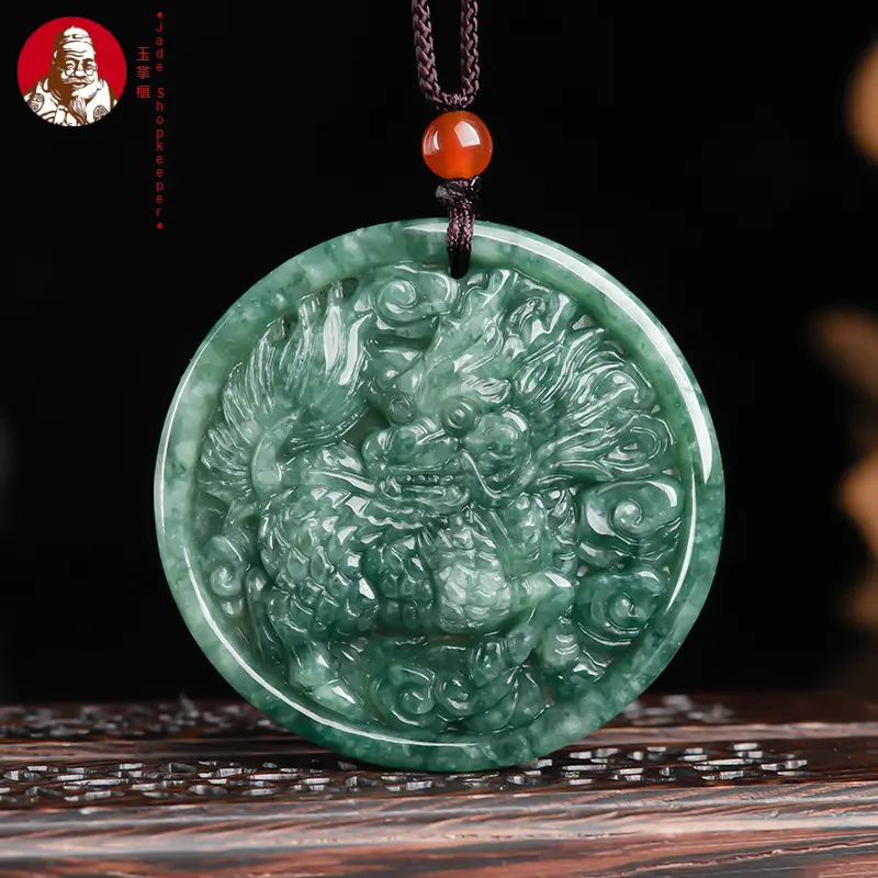 Natural A goods jade bean seed auspicious unicorn ice seed jade pendant Yingfu men's pendant necklace