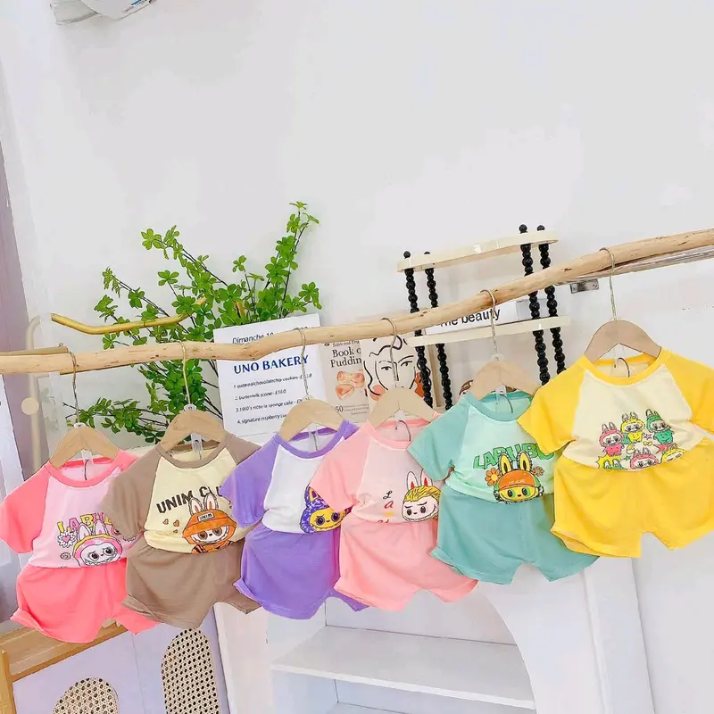 04 Bộ Thun lạnh cho bé trai bé gái size từ 7-15kg  màu ngẫu nhiên (Theo những bảng màu e đã ghim, mẹ nào thích lấy bảng màu nào thì nhắn tin cho shop) Áo Thun 0