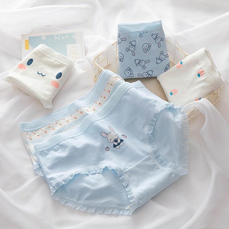 Product Introduction of Set 10 Quần Lót Nữ Cotton Thỏ Con Xinh Yêu Ngang Eo Thời Trang Dễ Thương 8015 Women Nhung 48