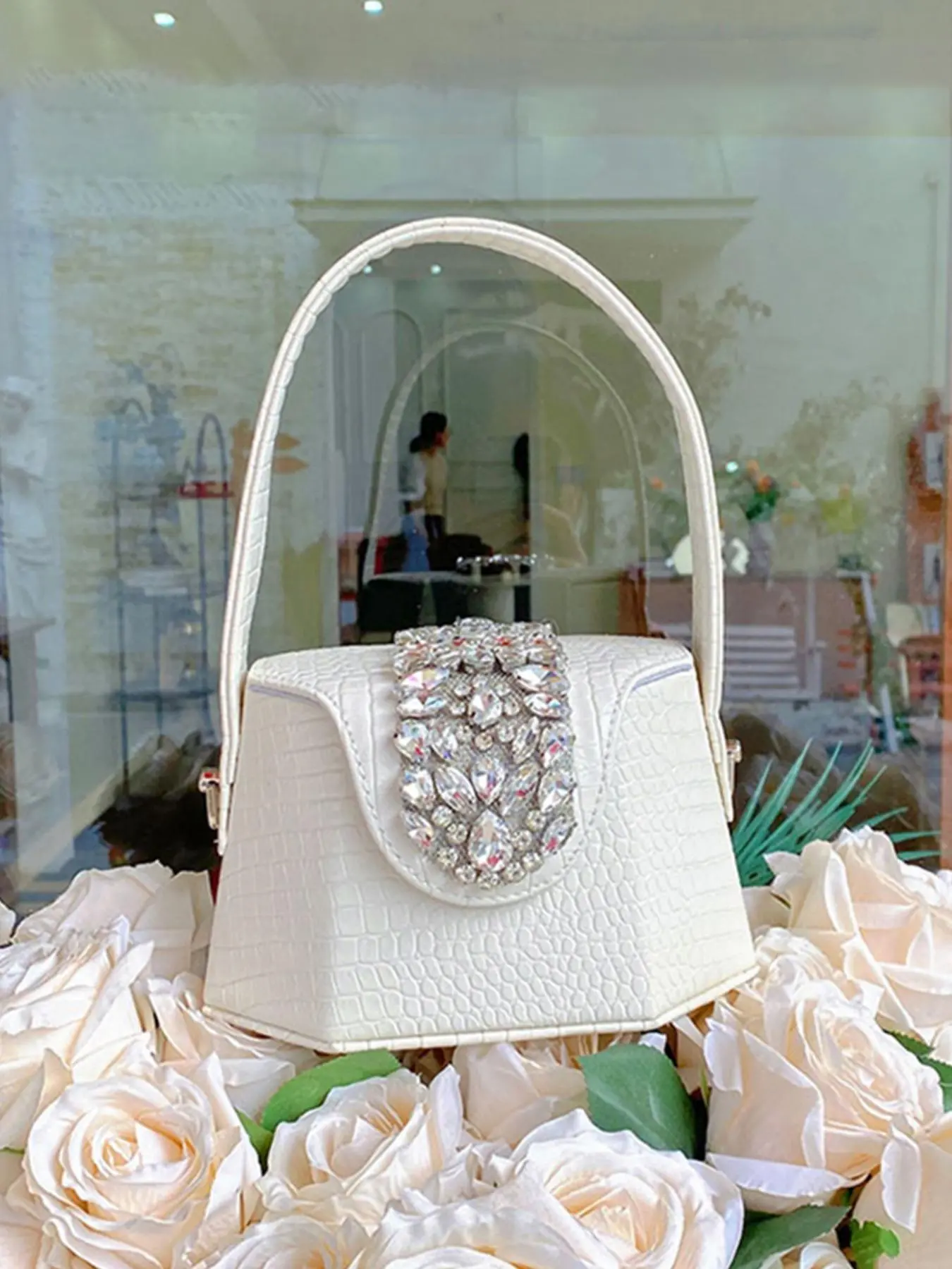 Women's Elegant Rhinestone Decorated Evening Bag, 2025 New Style Sweet Exquisite Trendy Handbag, Fashionable Box Bag for Party Decoration for Women