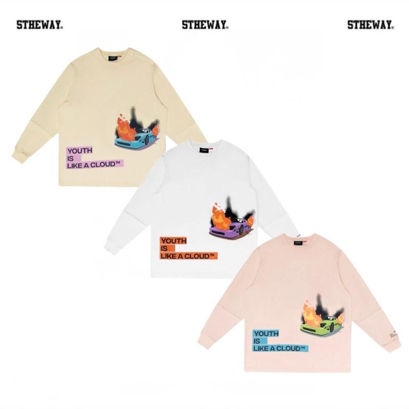 Áo thun tay dài Cotton Cổ Tròn 5THEWAY /YILAC/ SQUARE LONG SLEEVE TEE Menswear Top Jean