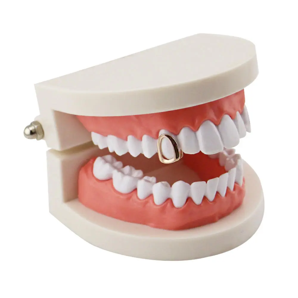 Metal Teeth Grillz Cap Personality Single Top Bottom Set Tooth Jewelry Hollow Out  Color  Hop Grillz Cap for Rapper Accessory  Hop Fashion Costume