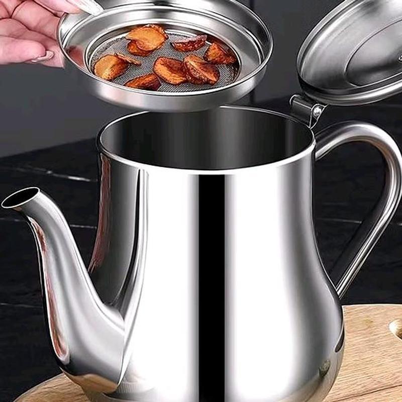 Bình lọc dầu Inox 800ml lọc dầu thừa sau chế biến, Ấm lọc dầu ,chiết dầu mỡ kèm khay lọc tiện lợi 1