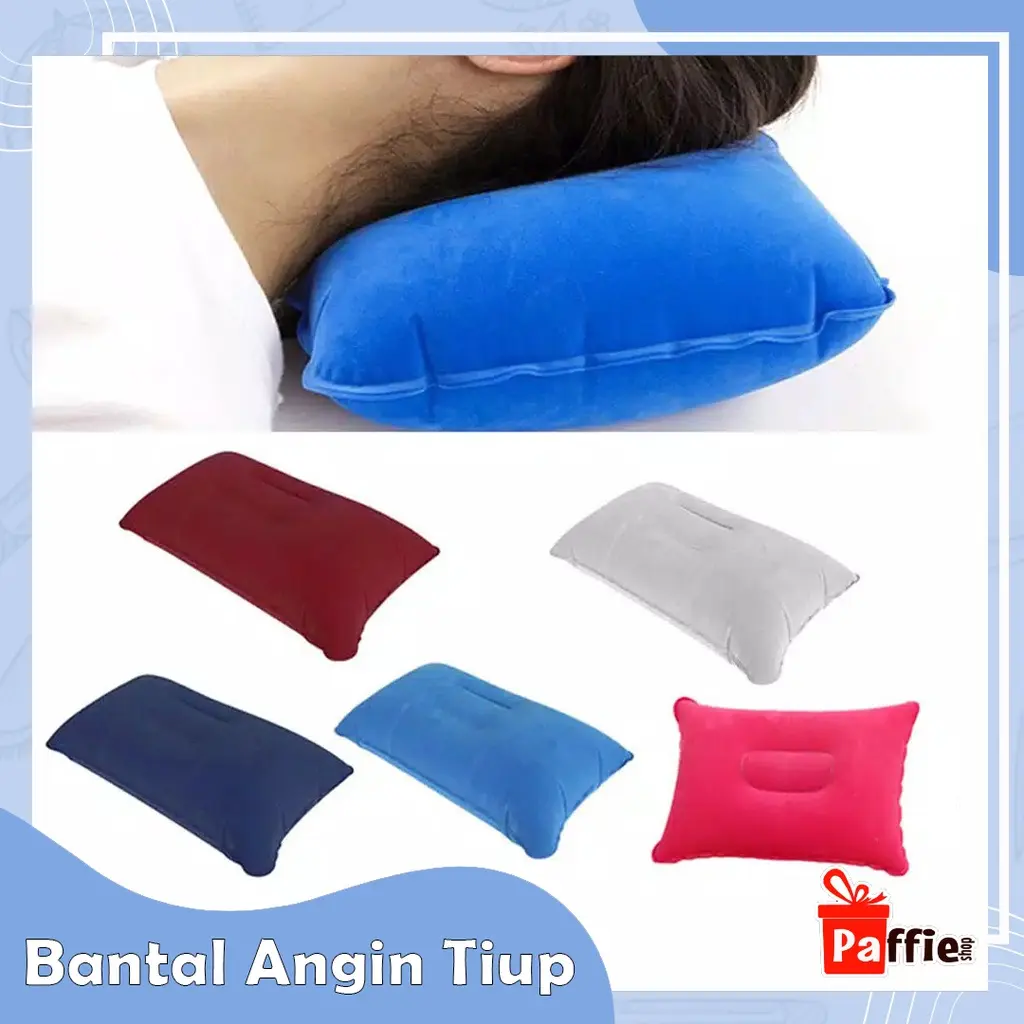 PAPER 2 Promo Bantal Angin Tiup Travel Pillow Portable Camping Hiking Pesawat Mobil Cod Happy Shopping