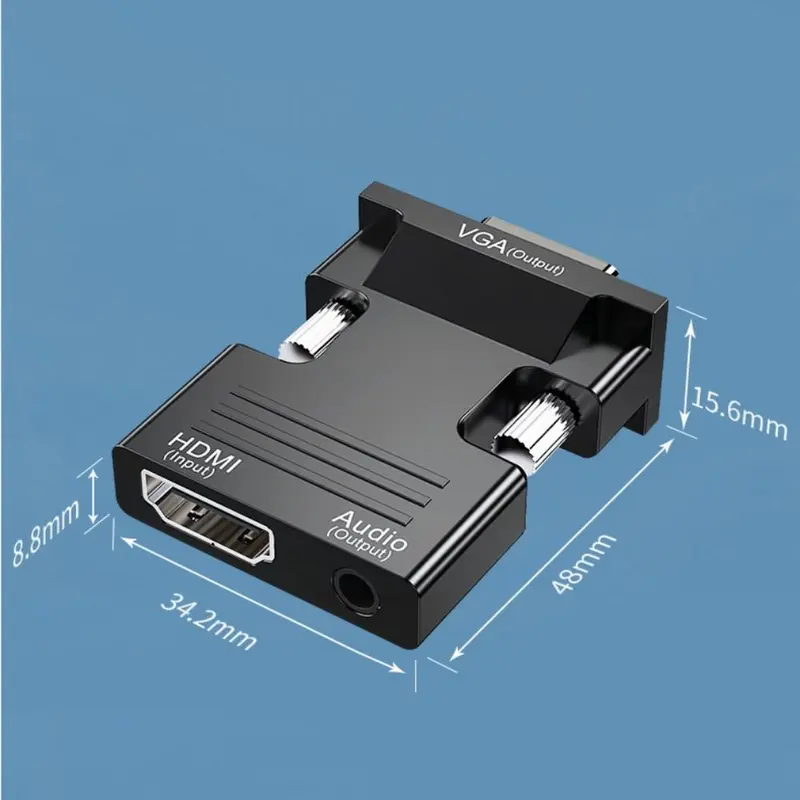 Cáp HDMI sang VGA, Đầu ra tín hiệu nam VGA, Bộ điều hợp âm thanh, Bộ chuyển đổi tương thích HDMI, Cáp HDMI, với cáp âm thanh 2