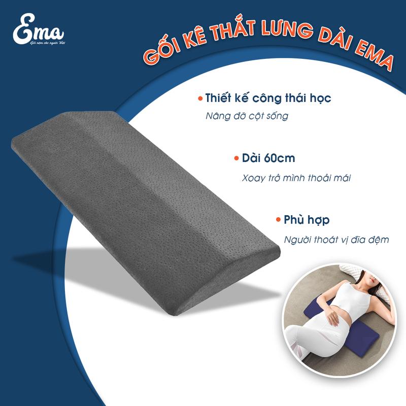 Ema Gối Kê Thắt Lưng Tam Giac Ema Hỗ Trợ Giảm Đau Thắt Lưng Cho Người Thoát Vị Đĩa Đệm, Bà Bầu - Kích Thước 60cm Xaay Trở Thoải Mái Phù Hợp Người Thoát Vị Đĩa Đệm