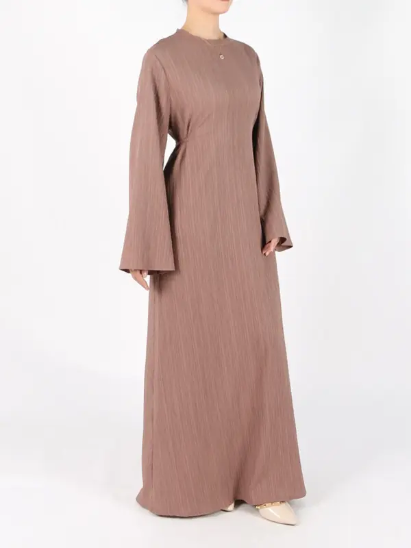 Women's Plain Tie Front Flounce Sleeve Dress, Elegant Long Sleeve Round Neck Dress for Spring & Fall, Women's Clothing for Daily Wear, Modest Clothes 6