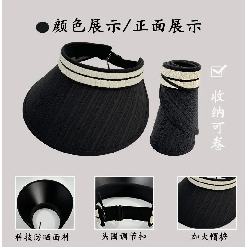Mũ Chống Nắng, Thời Trang Mùa Hè, Dễ Phối Đồ, Sành Điệu, Hở Đầu, Chống Nắng, Thường Ngày, Cầm Tay Và Có Thể Gập Lại Vành Lớn, Che Mặt, Dành Cho Nữ 5