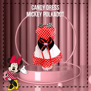 Candy- baju kucing dress maid polkadot merah