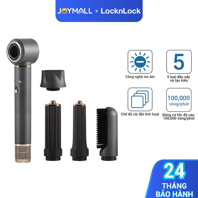 Máy Sấy Tóc LocknLock Multi Hair Dryer ENA426GRY, Hàng Chính Hãng, Công Nghệ Ion Âm, 5 Loại Đầu Sấy - JoyMall